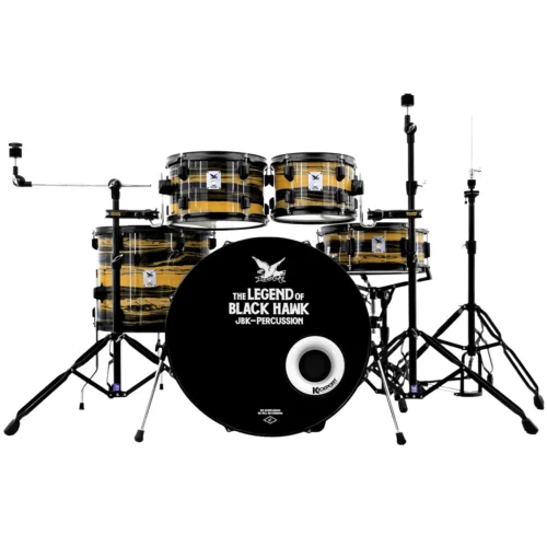 BATERIA PROFESIONAL SUPERCOMPLETA BLACK HAWK 522 CON BASES, SILLA, BAQUETAS, PLATILLO RIDE, CRASH Y CHARLES, OBSEQUIO ESTUCHE DE PLATILLOS