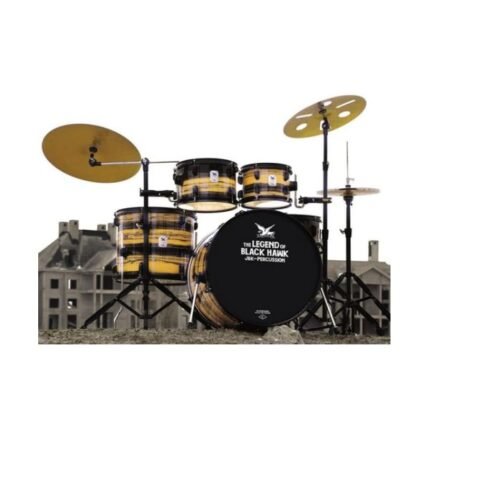 BATERIA PROFESIONAL SUPERCOMPLETA BLACK HAWK 522 CON BASES, SILLA, BAQUETAS, PLATILLO RIDE, CRASH Y CHARLES, OBSEQUIO ESTUCHE DE PLATILLOS