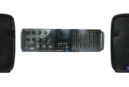 COMBO AMPLIFICADOR AS-AMP1600 Y DOS CABINAS PASIVAS ASP-500