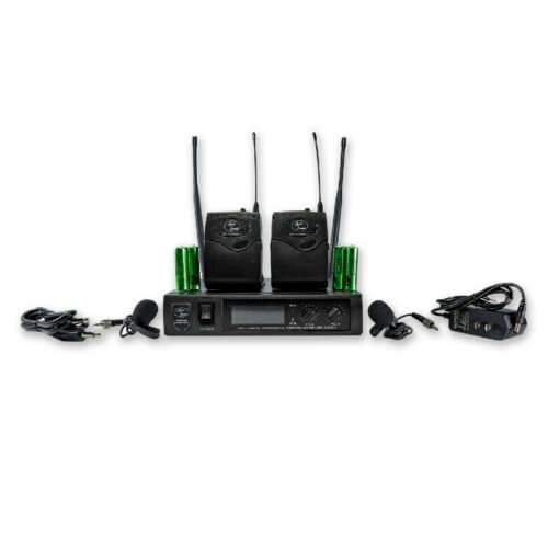 MICROFONOS INALÁMBRICOS DOBLES DE SOLAPA UHF-208WM980-MHL – AUDIO SOUND