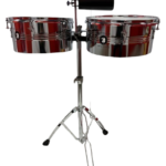 TIMBAL LATINO PLATEADO CON CAMPANA Y JAMBLOCK BLACKHAWK LATIN DRUMS